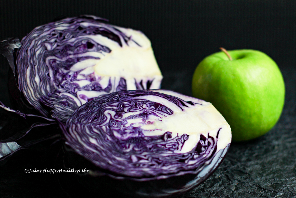 Fresh red cabbage and Granny Smith Apple