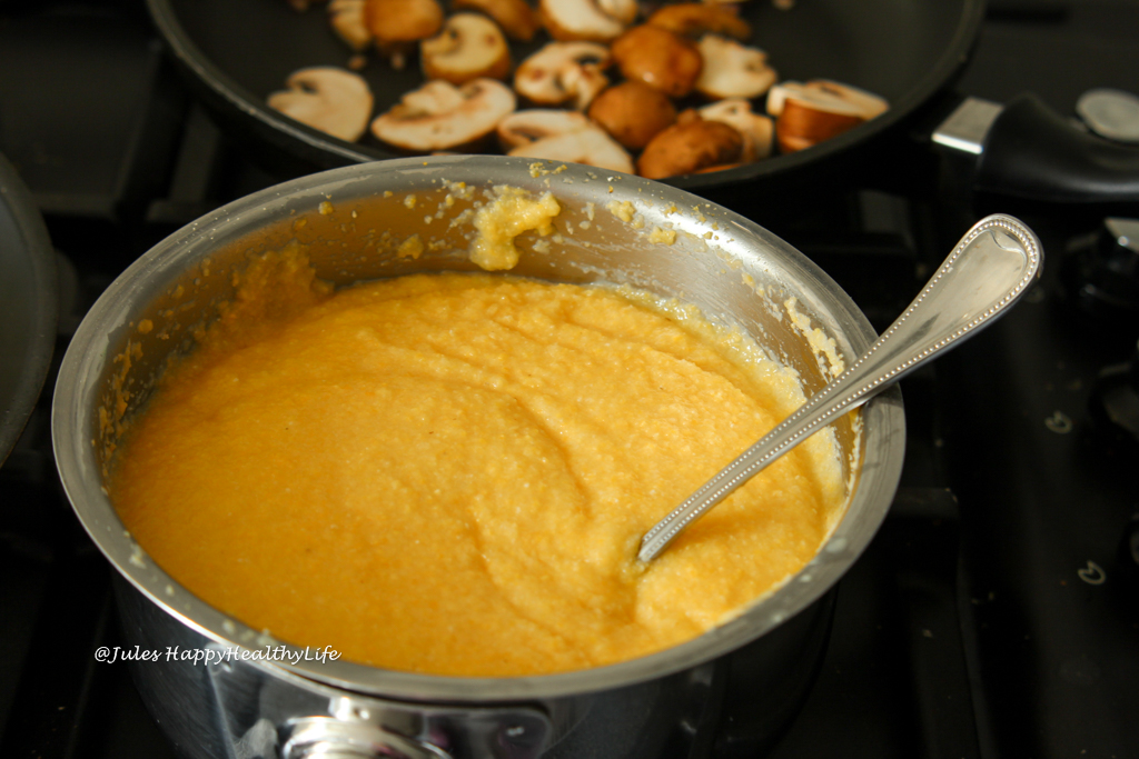 Vegan Recipe for Polenta with Creamy Mushrooms naturally gluten-free