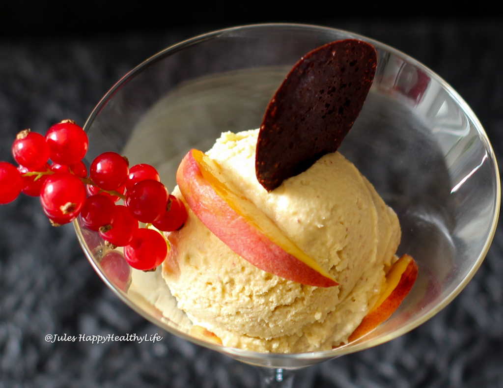 Without dairy - vegan peach ginger ricotta ice cream